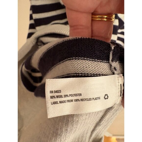 GAP Navy & Gray Striped Merino Wool Blend Mini Sweater Dress Size Small - Picture 9 of 12